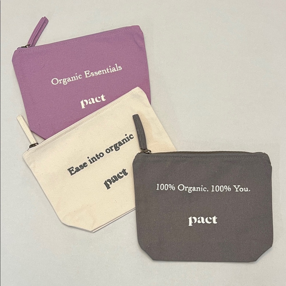 PACT ORGANIC COTTON 3 PACK CANVAS GOING PLACES TRAVEL POUCH SET - Picture 2 of 12